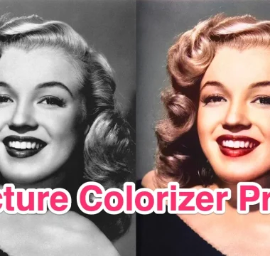 A Black And White Portrait Of A Smiling Woman With Curled Hair Is Shown On The Left, And The Same Image Is Vividly Colorized On The Right Using Picture Colorizer. The Text &Quot;Picture Colorizer Pro&Quot; Is Overlaid At The Bottom.