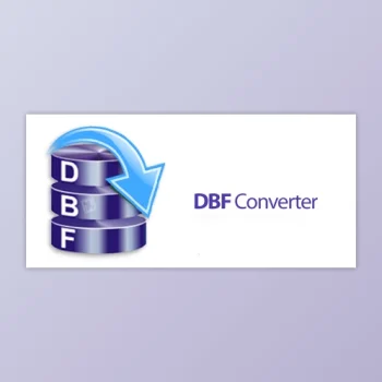 Logo For Dbf Converter Showcasing A Blue Database Icon With The Letters &Quot;D,&Quot; &Quot;B,&Quot; And &Quot;F&Quot; On Stacked Disks, And A Blue Arrow Curving Over Them. The Text &Quot;Dbf Converter&Quot; Is On The Right In Blue, Highlighting Its Role In Converting Dbf Files To Csv. The Background Features A Gradient Of Light Gray To Purple.