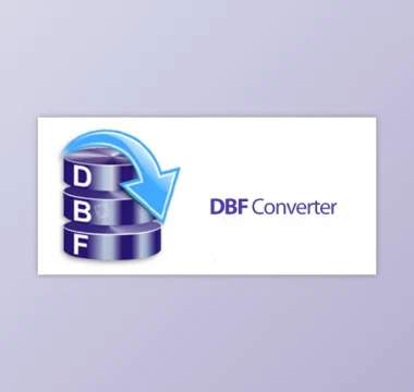 Logo For Dbf Converter Showcasing A Blue Database Icon With The Letters &Quot;D,&Quot; &Quot;B,&Quot; And &Quot;F&Quot; On Stacked Disks, And A Blue Arrow Curving Over Them. The Text &Quot;Dbf Converter&Quot; Is On The Right In Blue, Highlighting Its Role In Converting Dbf Files To Csv. The Background Features A Gradient Of Light Gray To Purple.