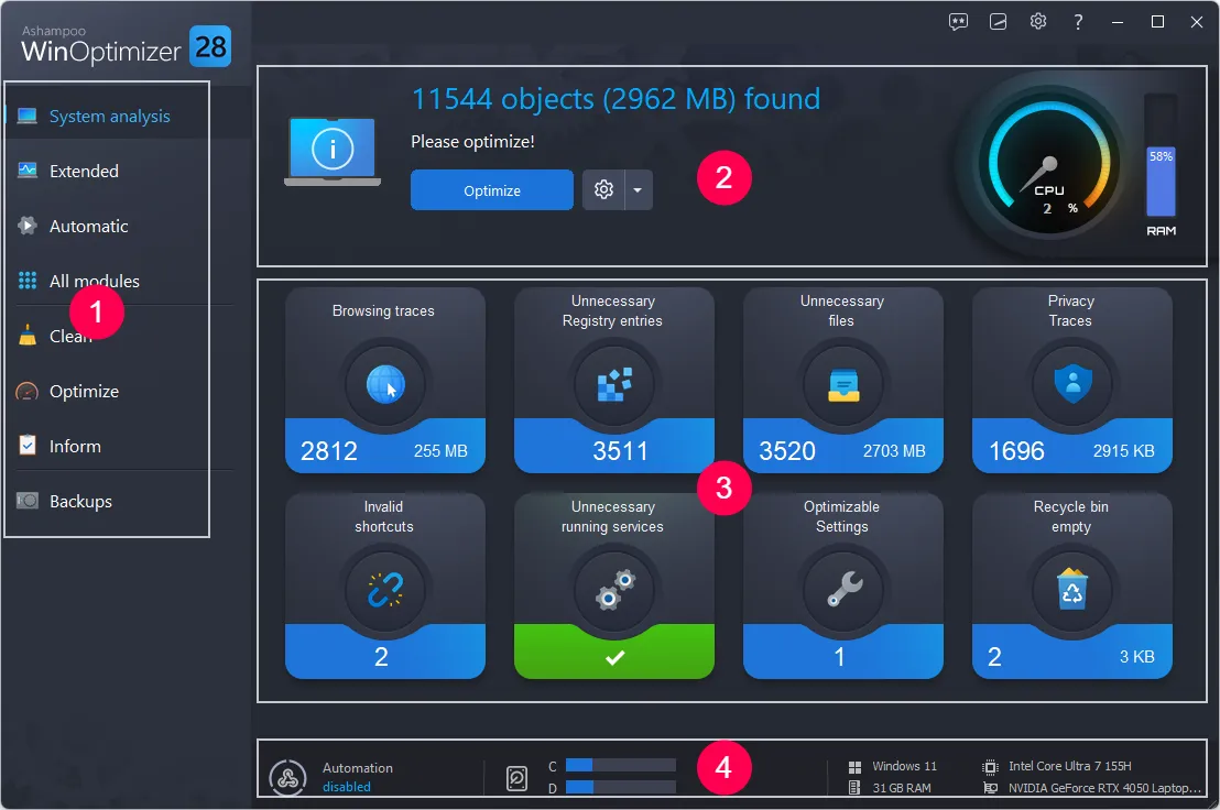 Ashampoo Winoptimizer 28 For Windows V28.00.11 Best Optimization Software &Amp; Registry Cleaner Software Ashampoo Winoptimizer 28 Software